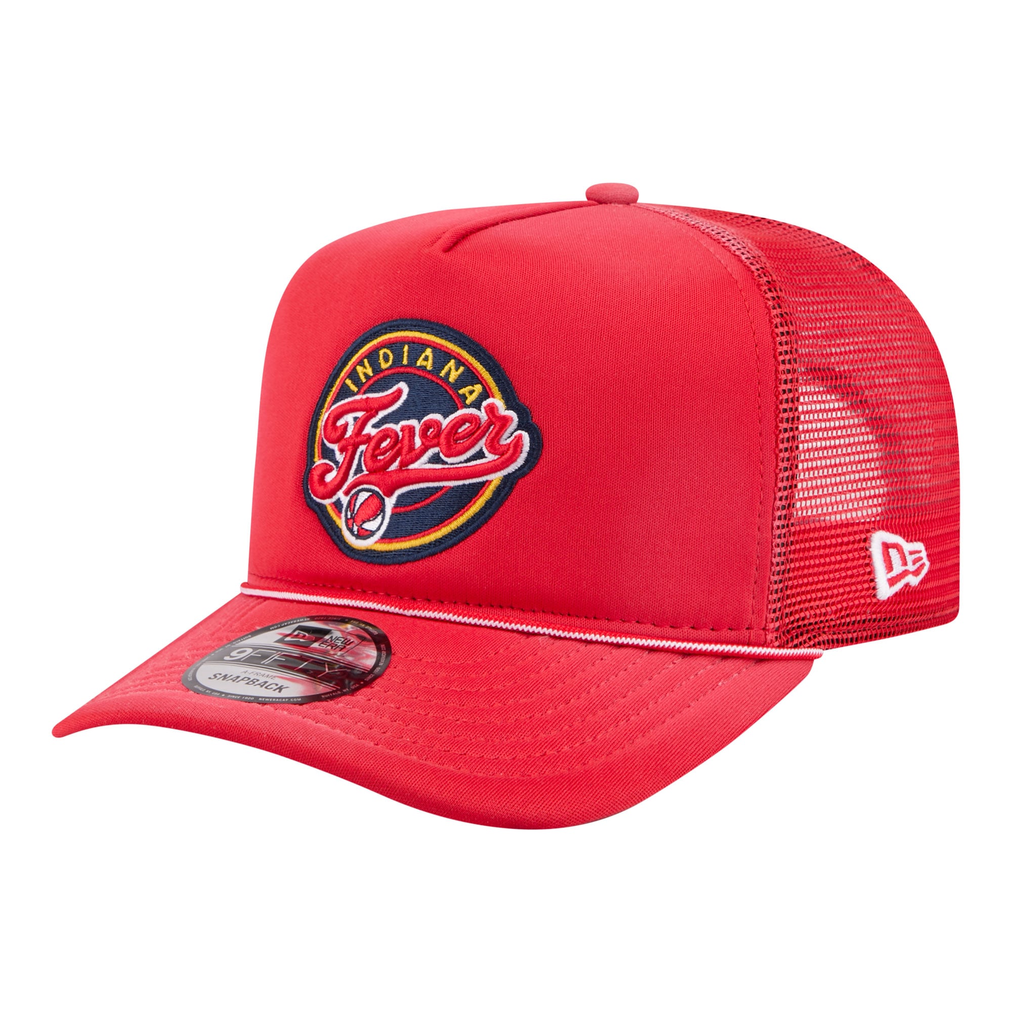 Unisex New Era  Red Indiana Fever Worn Foam Front 9FIFTY A-Frame Trucker Rope Snapback Hat