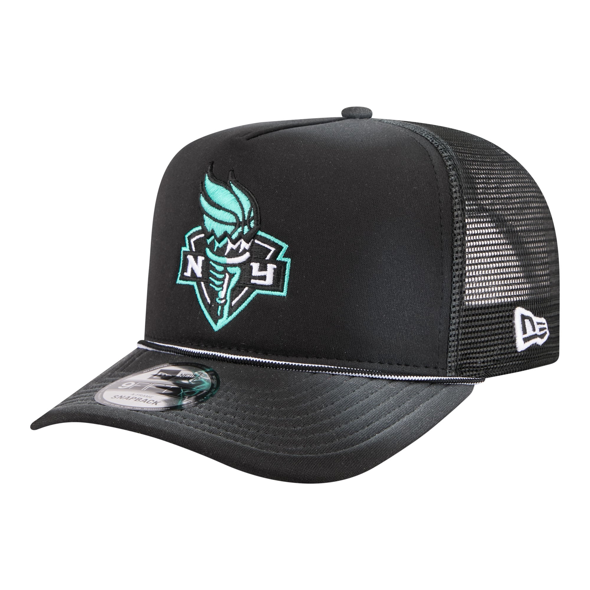 Unisex New Era Black New York Liberty Worn Foam Front 9FIFTY A-Frame Trucker Rope Snapback Hat