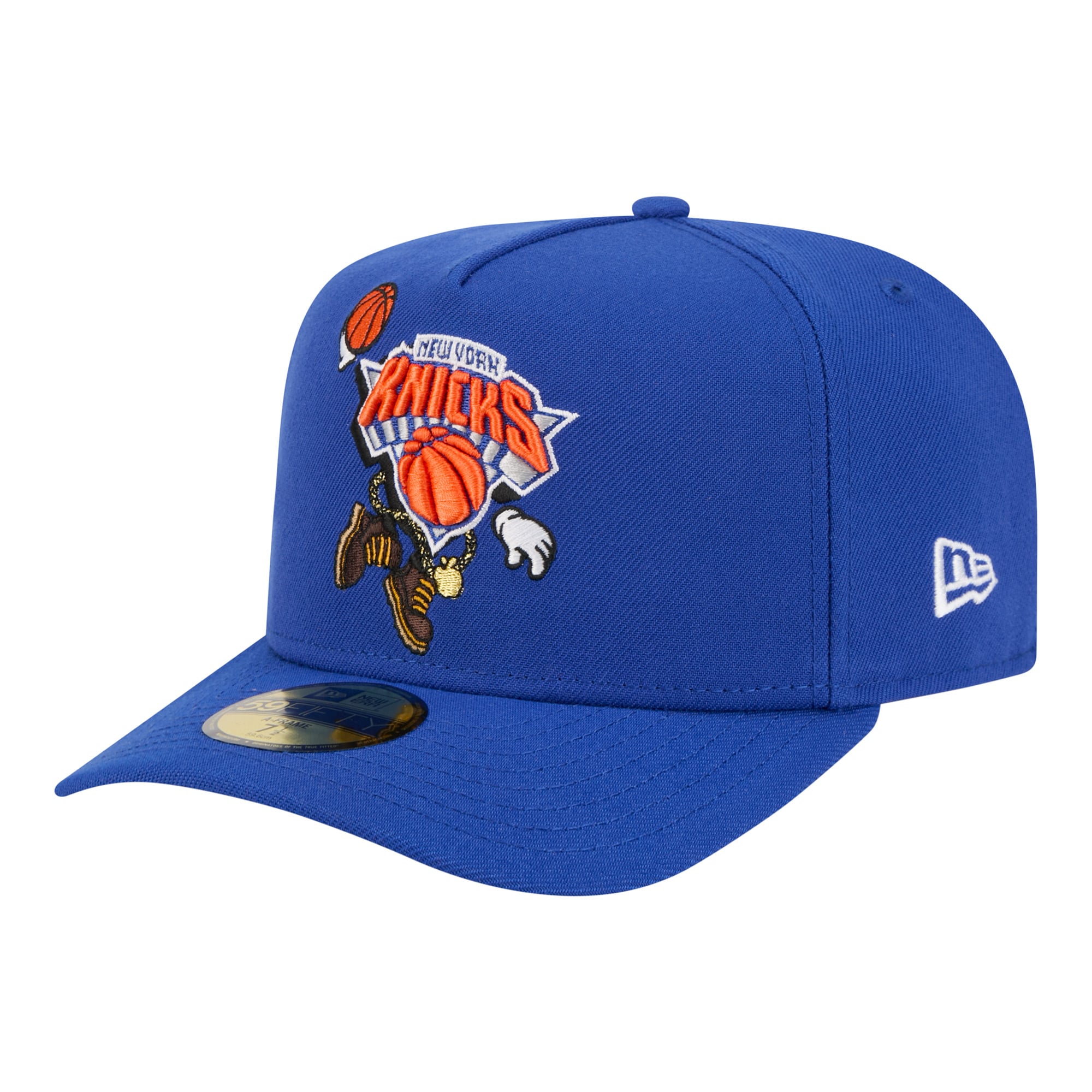 Men's New Era  Blue New York Knicks Injection Cartoon Logo A-Frame 59FIFTY Fitted Hat