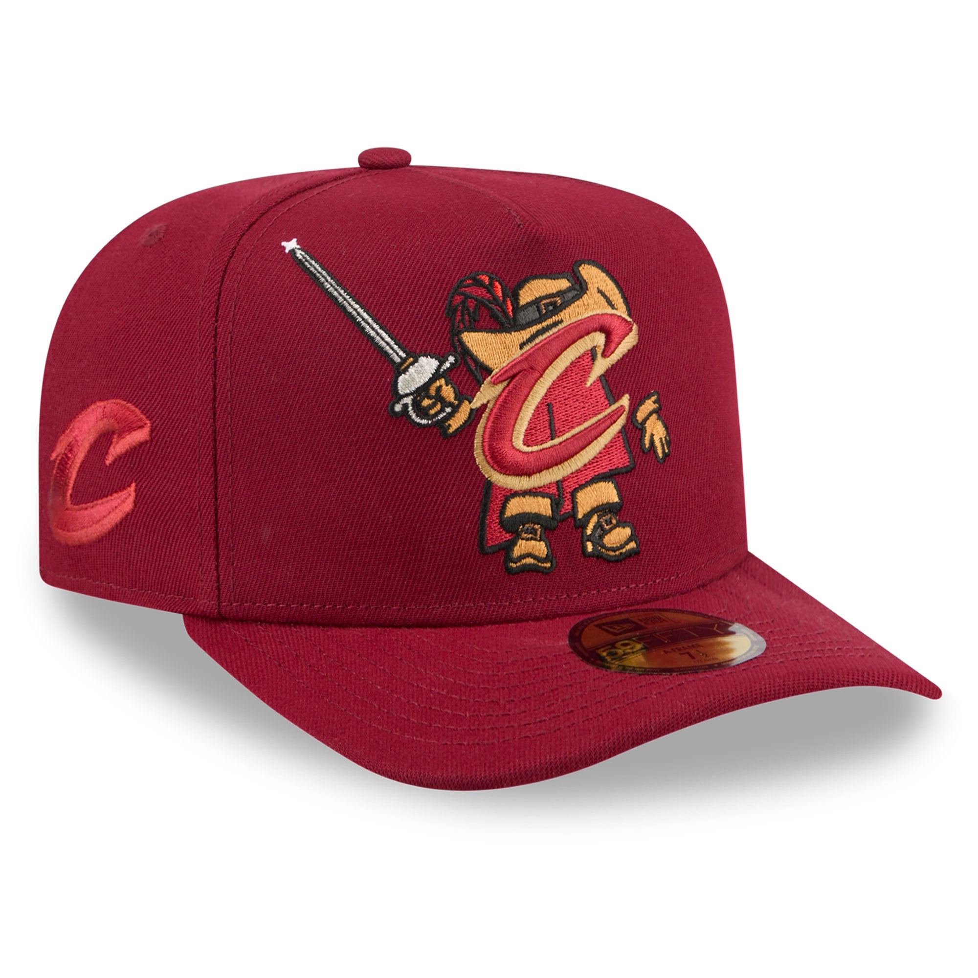 Men's New Era Wine Cleveland Cavaliers Injection Cartoon Logo A-Frame 59FIFTY Fitted Hat
