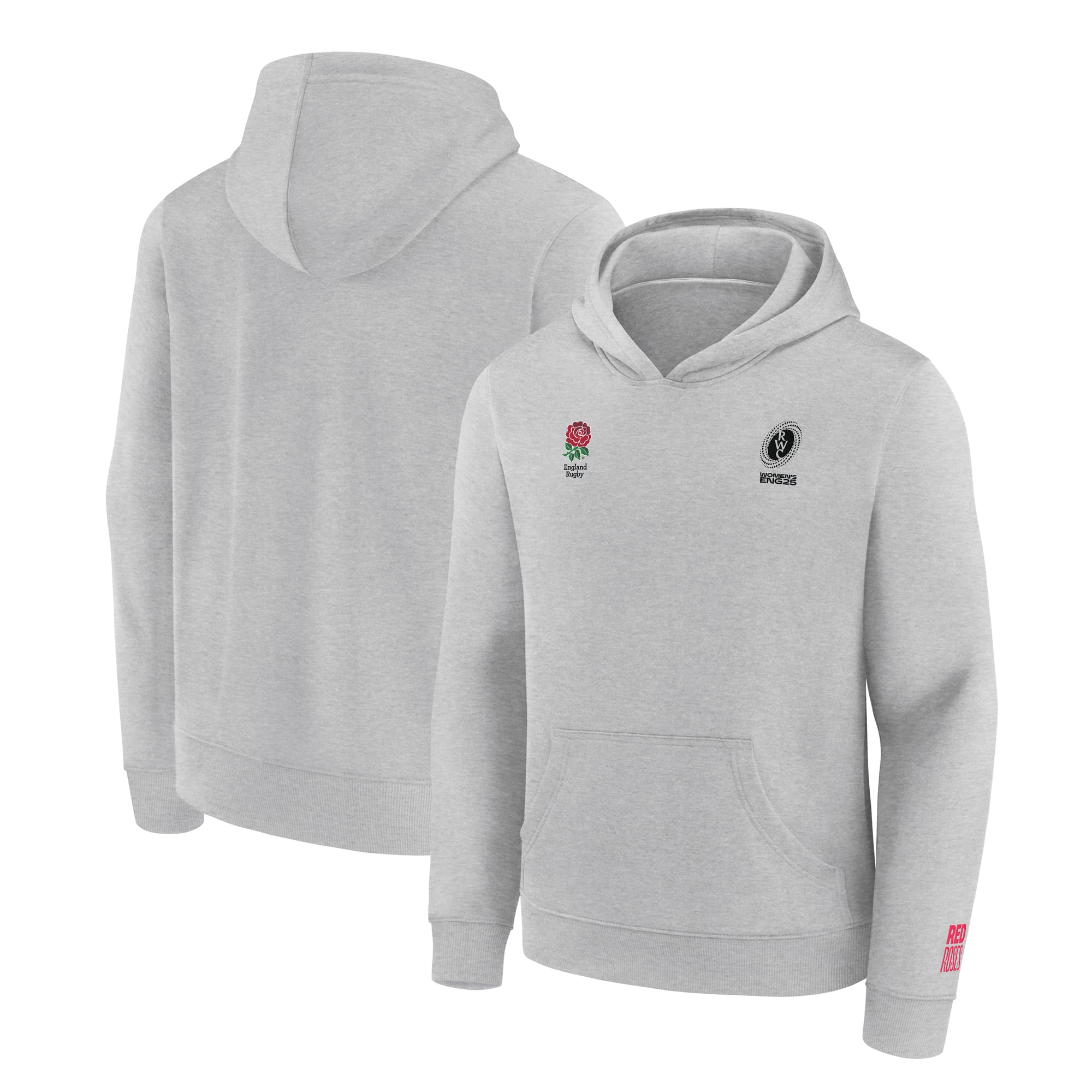 Felpa con cappuccio da donna con doppio marchio Rugby World Cup 2025 x Red Roses - Grigia - Junior