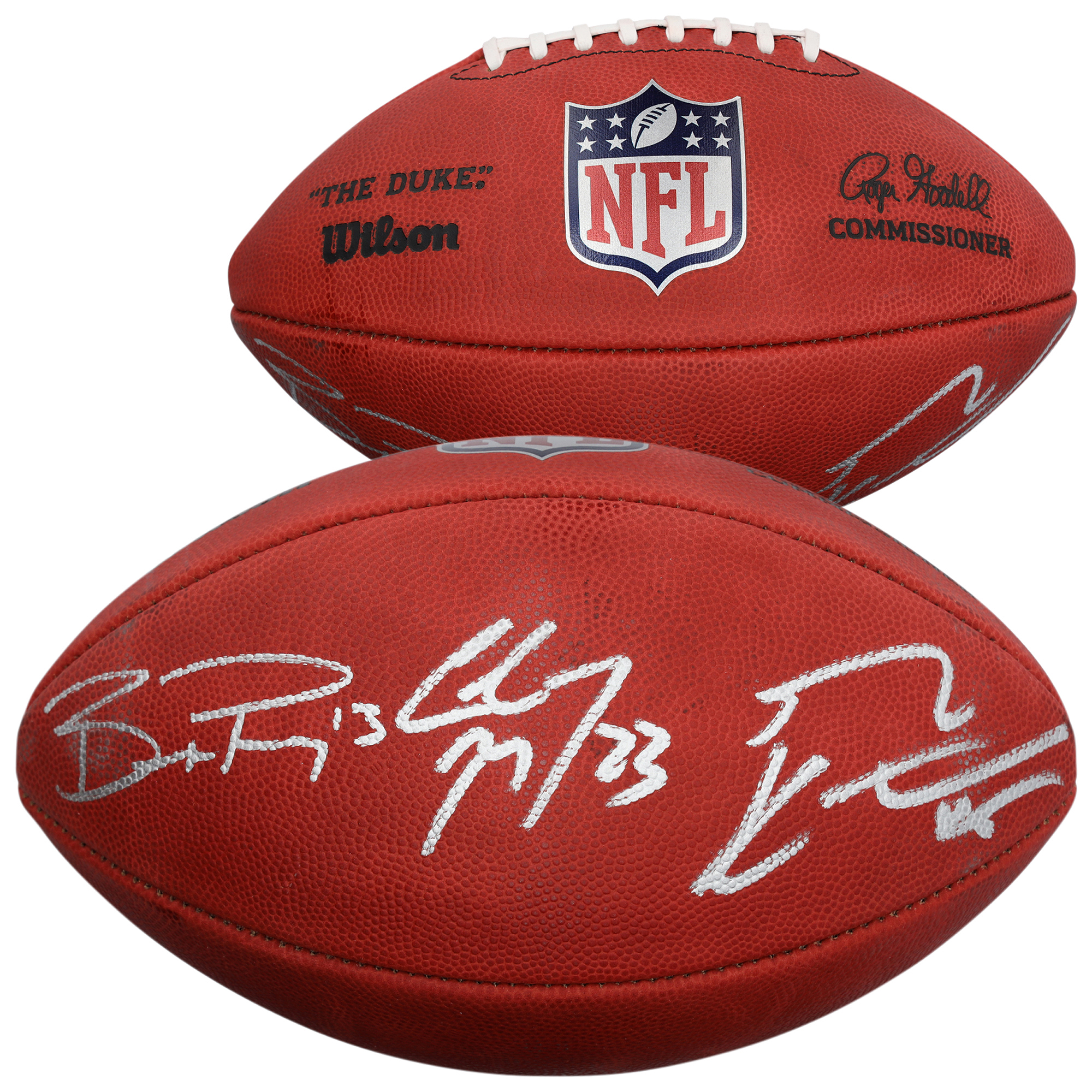 Christian McCaffrey, Brock Purdy & George Kittle San Francisco 49ers Autographed Wilson Duke Full Color Football