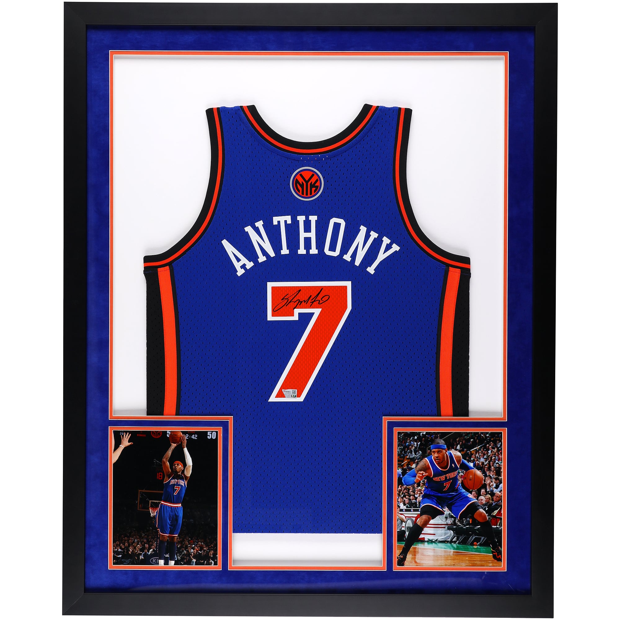 Carmelo Anthony New York Knicks Autographed Deluxe Framed Blue Mitchell & Ness 2010-2011 Swingman Jersey