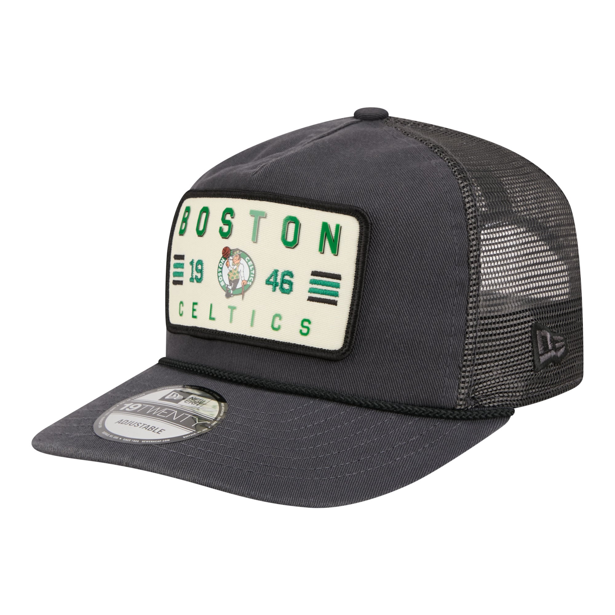 Men's New Era  Charcoal Boston Celtics Washed Patch 19TWENTY Adjustable Trucker Hat