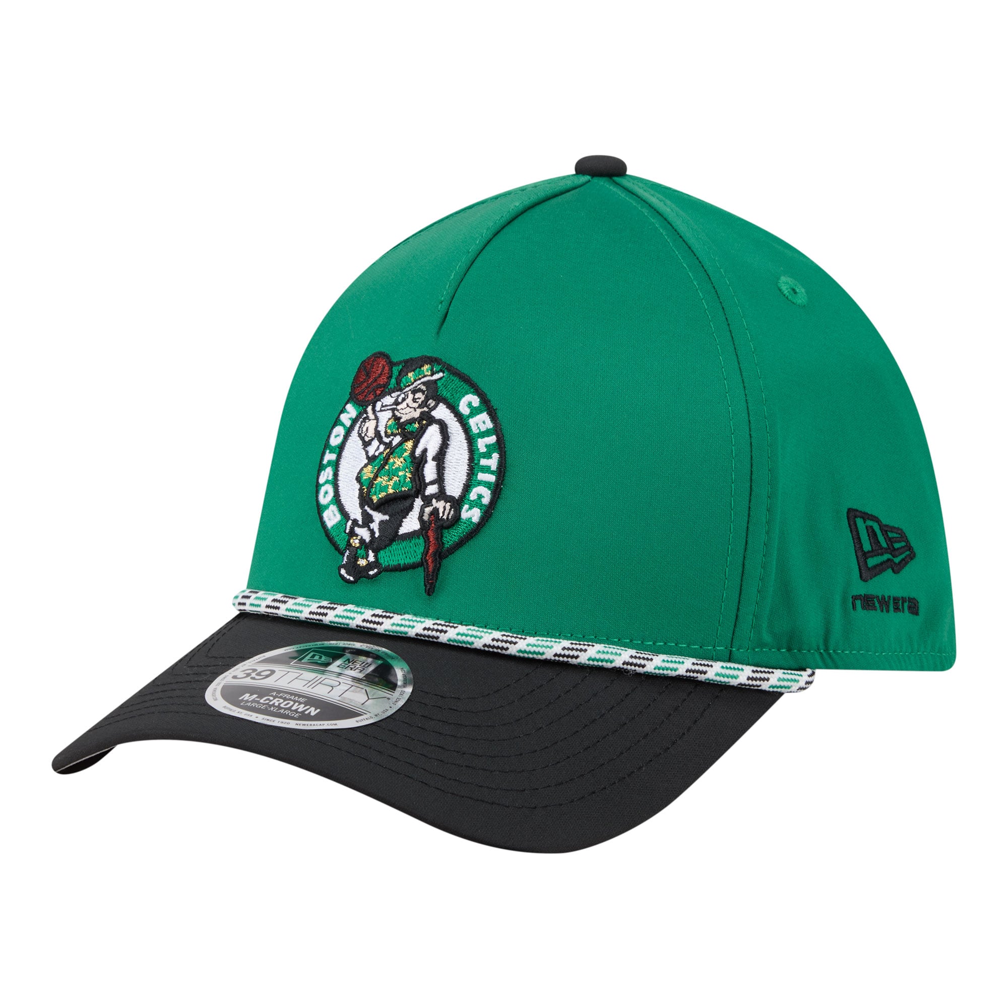 Men's New Era Kelly Green/Black Boston Celtics Rope Two-Tone M-Crown A-Frame 39THIRTY Flex Hat