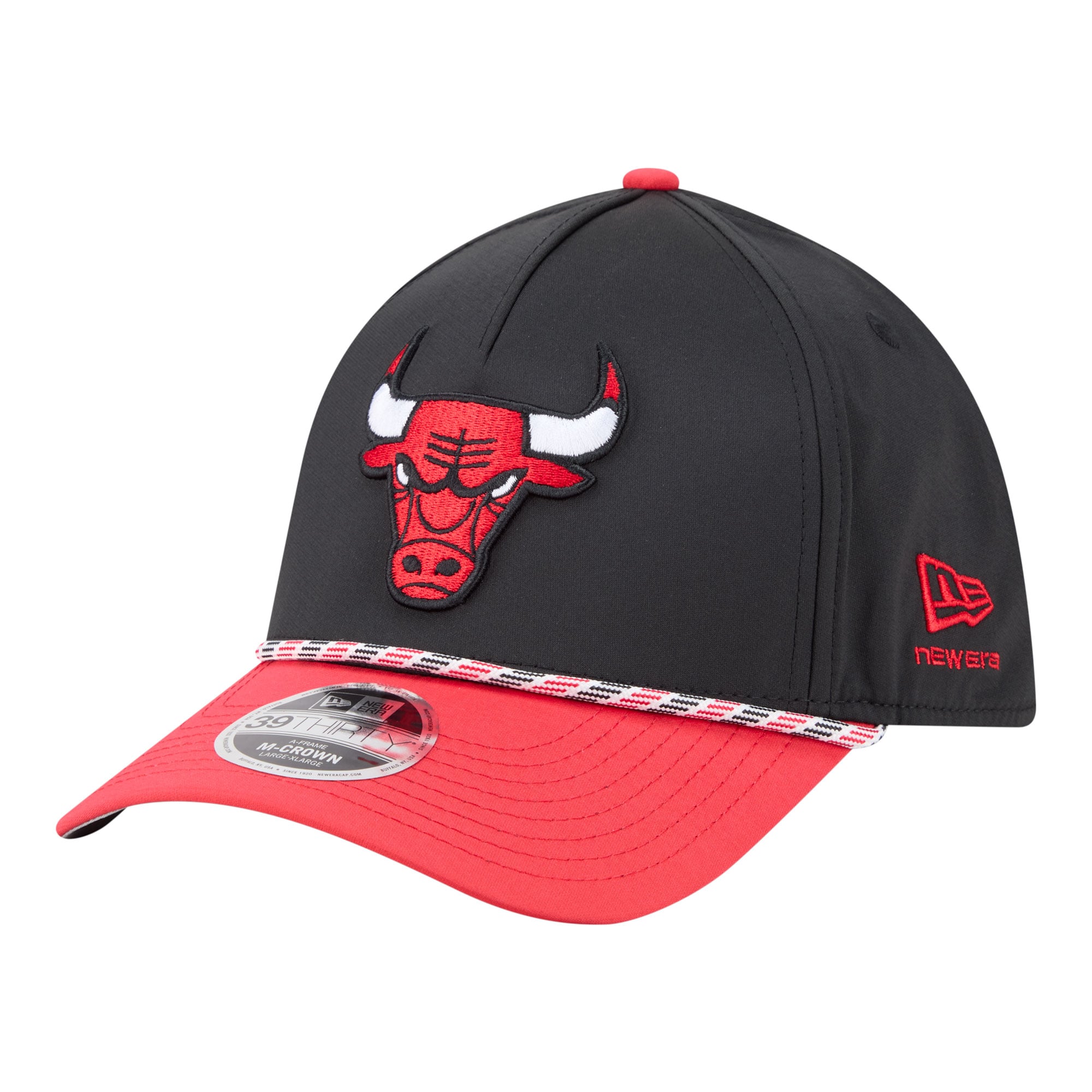 Men's New Era  Black/Red Chicago Bulls Rope Two-Tone M-Crown A-Frame 39THIRTY Flex Hat
