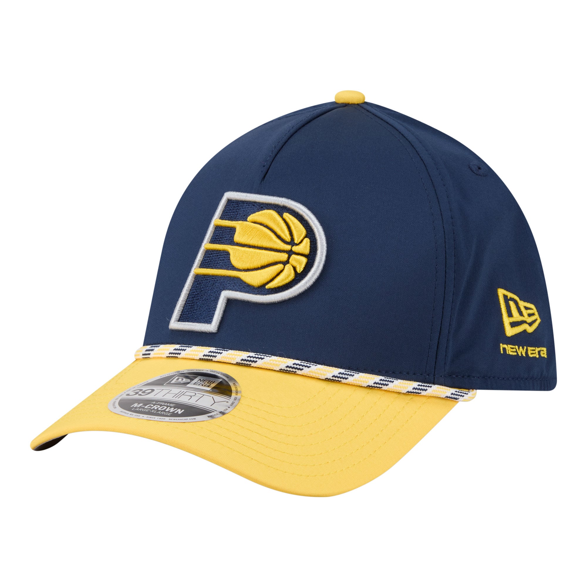 New Era Men's Navy/Gold Indiana Pacers Rope Two-Tone M-Crown A-Frame 39THIRTY Flex Hat - Navy, Gold