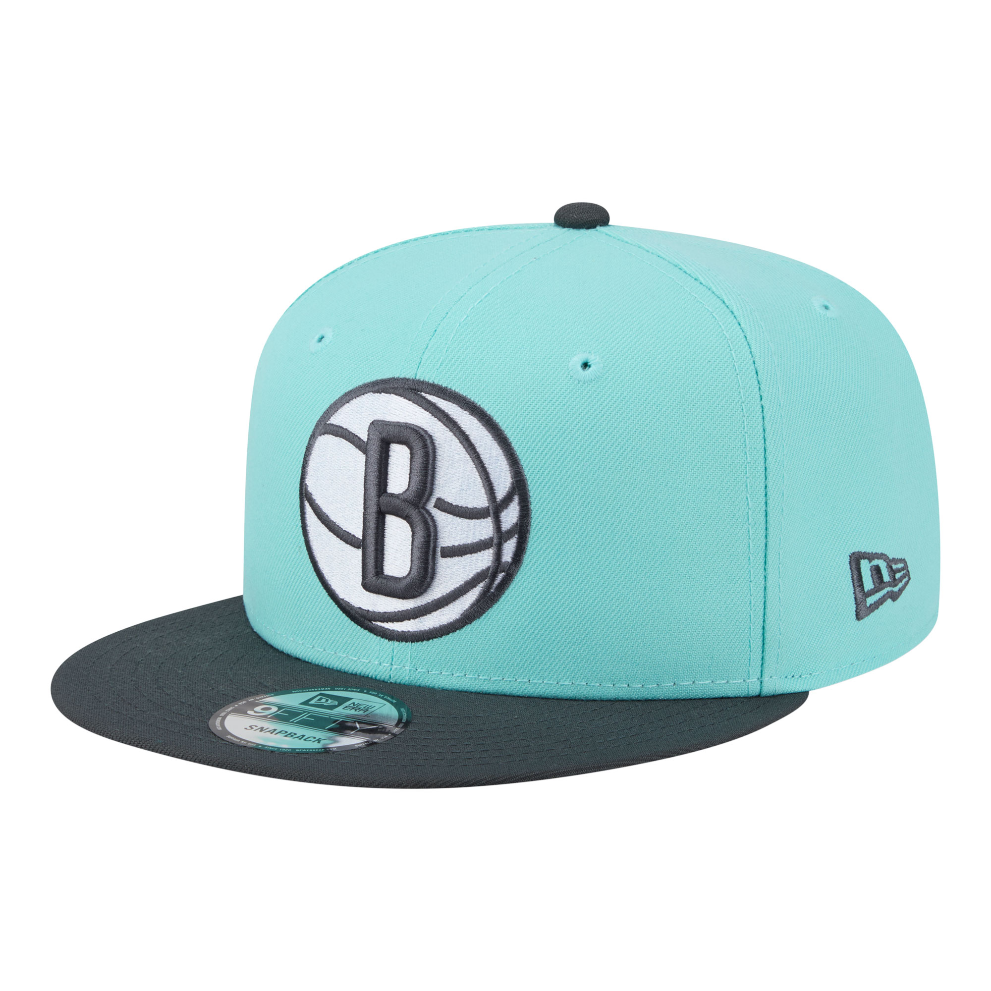 New Era Men's Turquoise/Charcoal Brooklyn Nets Color Pack Two-Tone 9FIFTY Snapback Hat - Turquoise, Charcoal