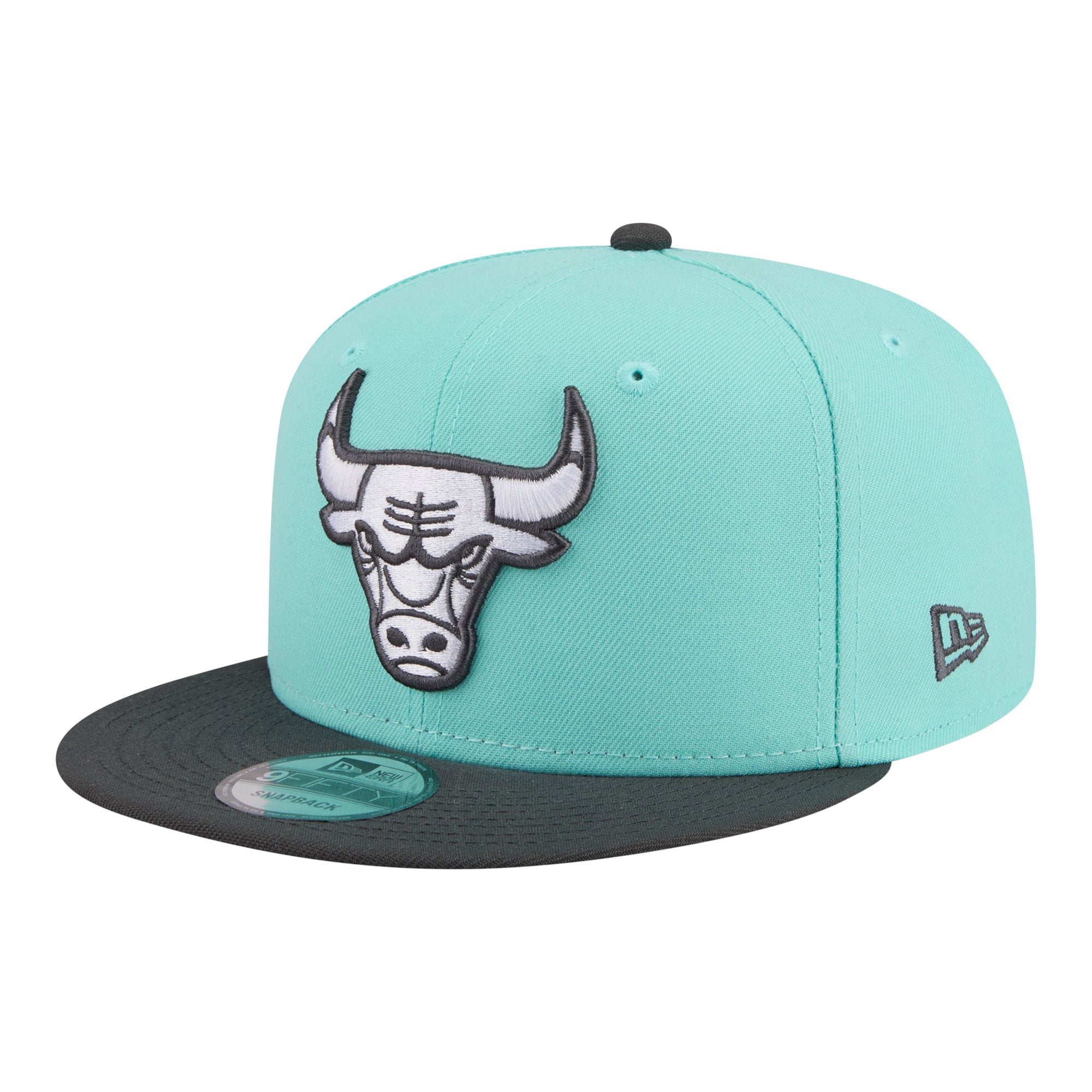 Men's New Era Turquoise/Charcoal Chicago Bulls Color Pack Two-Tone 9FIFTY Snapback Hat