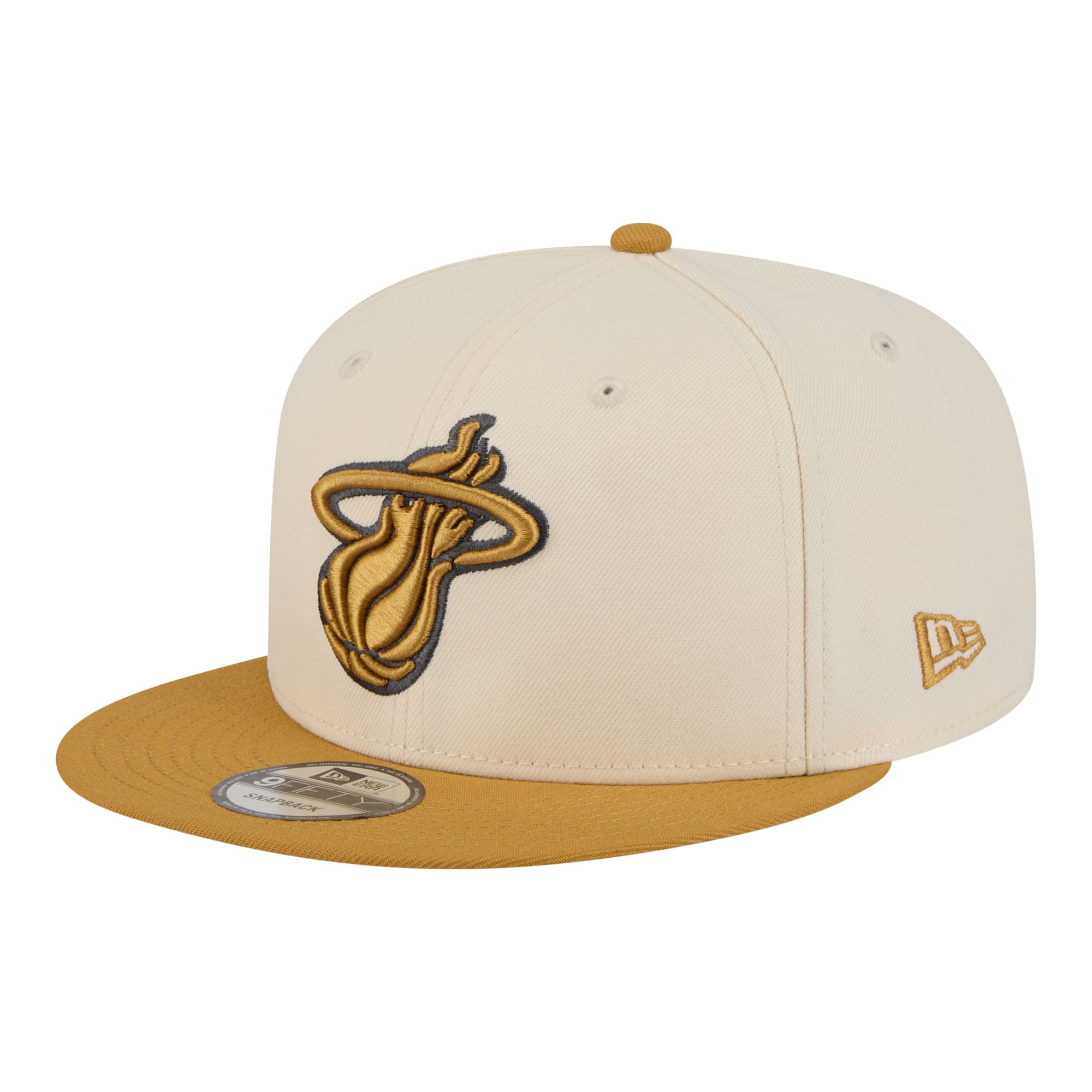 Men's New Era  Cream/Tan Miami Heat Two-Tone Color Pack 9FIFTY Snapback Hat