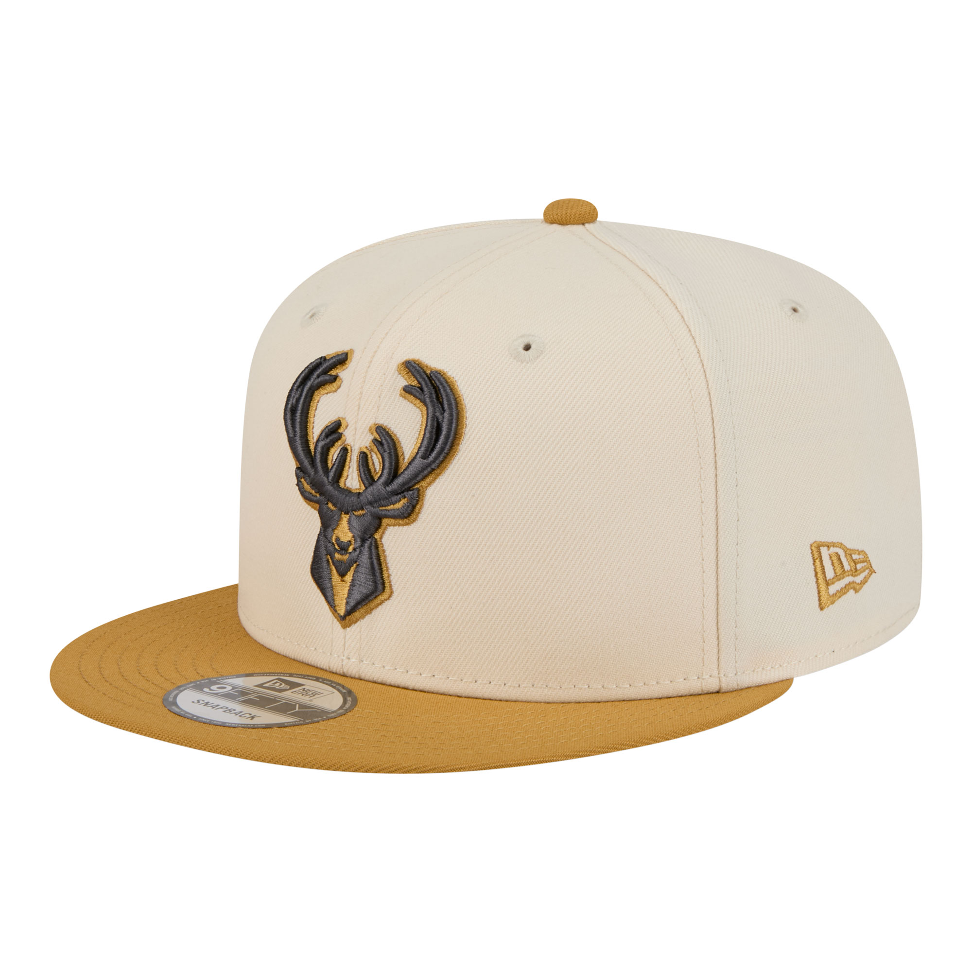 Men's New Era Cream/Tan Milwaukee Bucks Two-Tone Color Pack 9FIFTY Snapback Hat