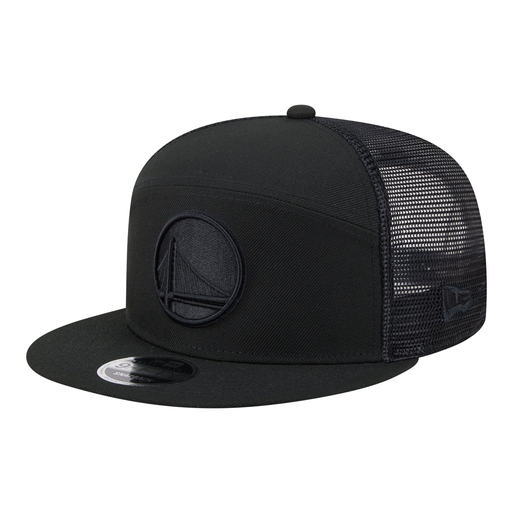 Men's New Era  Black Golden State Warriors Block Split Panel 9FIFTY Snapback Hat