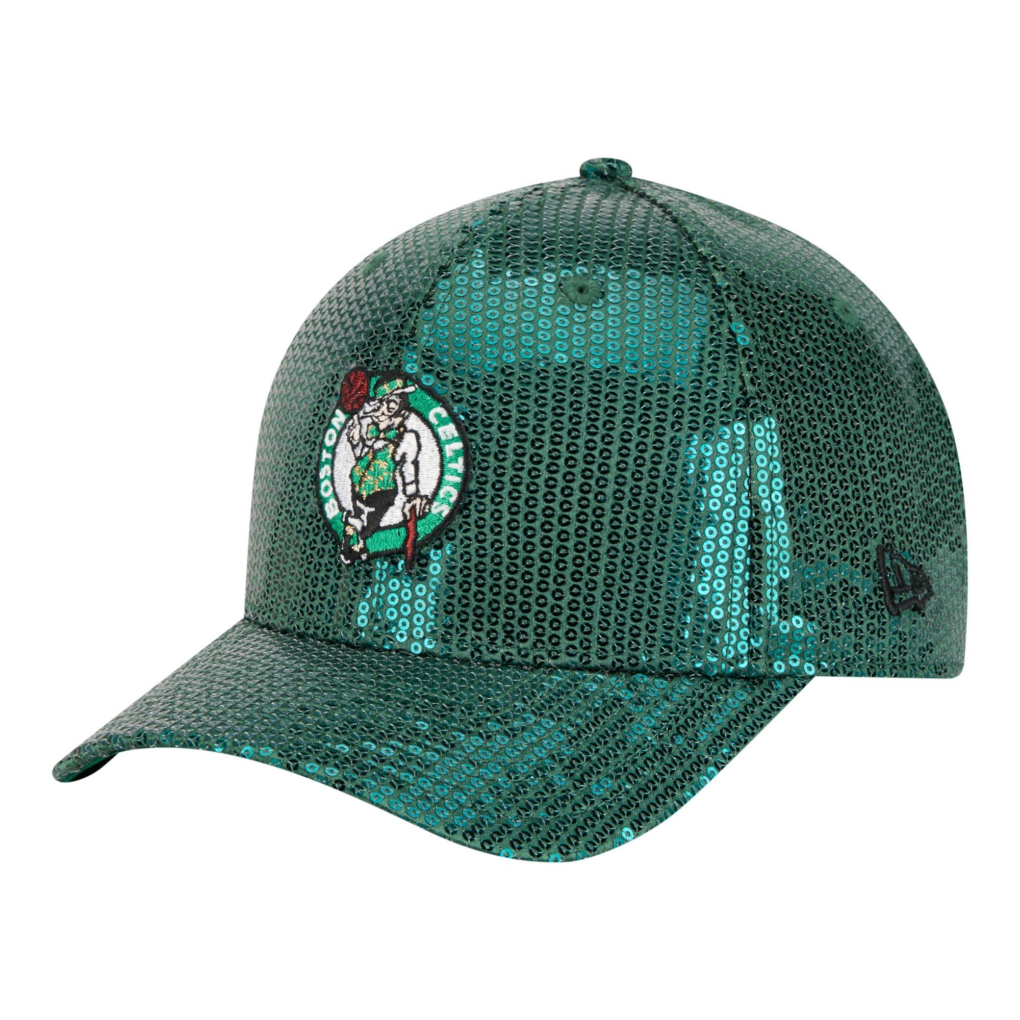 Women's New Era Kelly Green Boston Celtics Sequin M-Crown 9FORTY Adjustable Hat