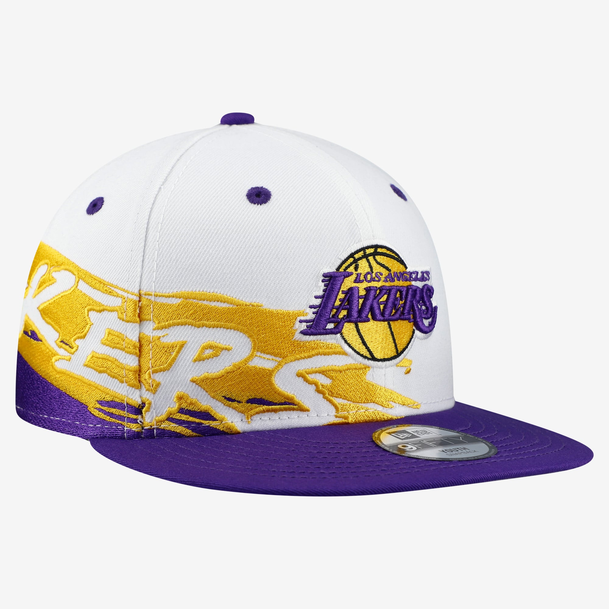 Youth New Era  White/Purple Los Angeles Lakers Swept 9FIFTY Snapback Hat
