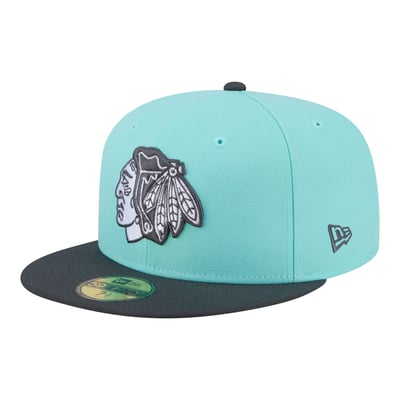 Men's New Era  Turquoise/Charcoal Chicago Blackhawks Two-Tone Color Pack 59FIFTY Fitted Hat
