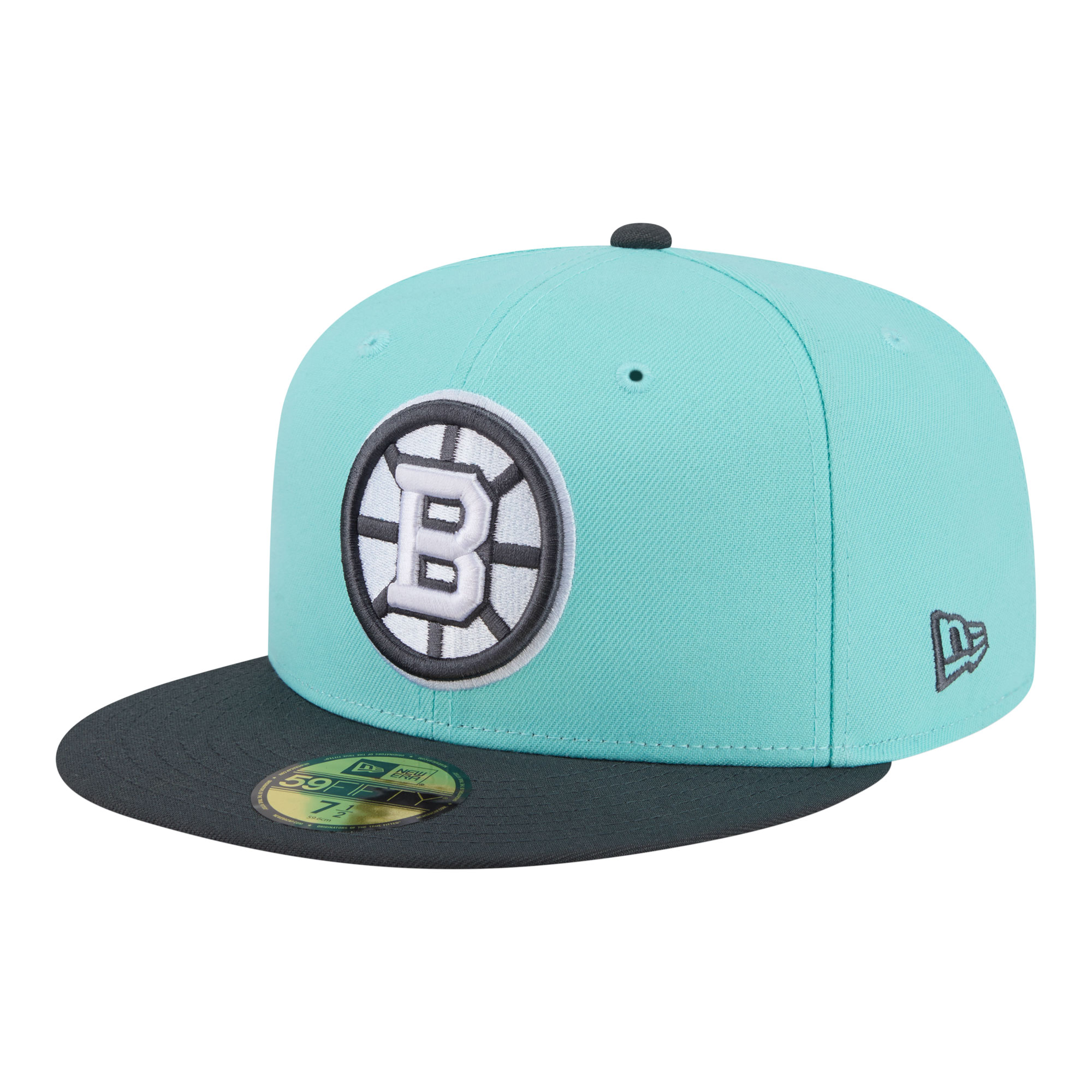 Men’s New Era Turquoise/Charcoal Boston Bruins Two-Tone Color Pack 59FIFTY Fitted Hat Men’s New Era Turquoise/Charcoal Boston Bruins Two-Tone Color Pack 59FIFTY Fitted Hat