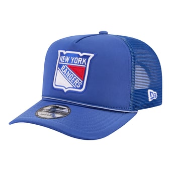 Men's New Era  Blue New York Rangers Faded A-Frame 9FIFTY Trucker Snapback Hat