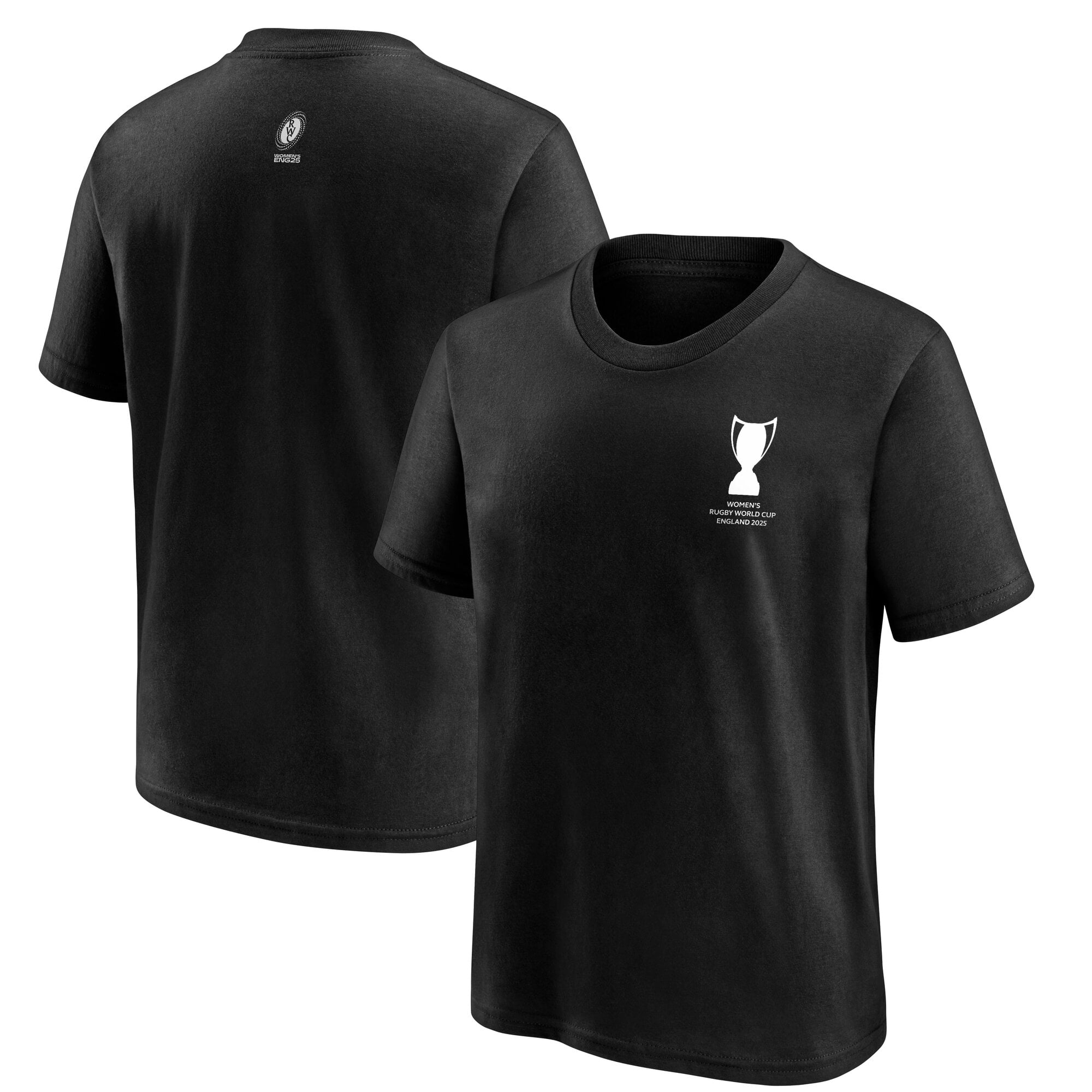 T-shirt grafica con il trofeo della Coppa del Mondo di rugby 2025 femminile - Nera - Junior