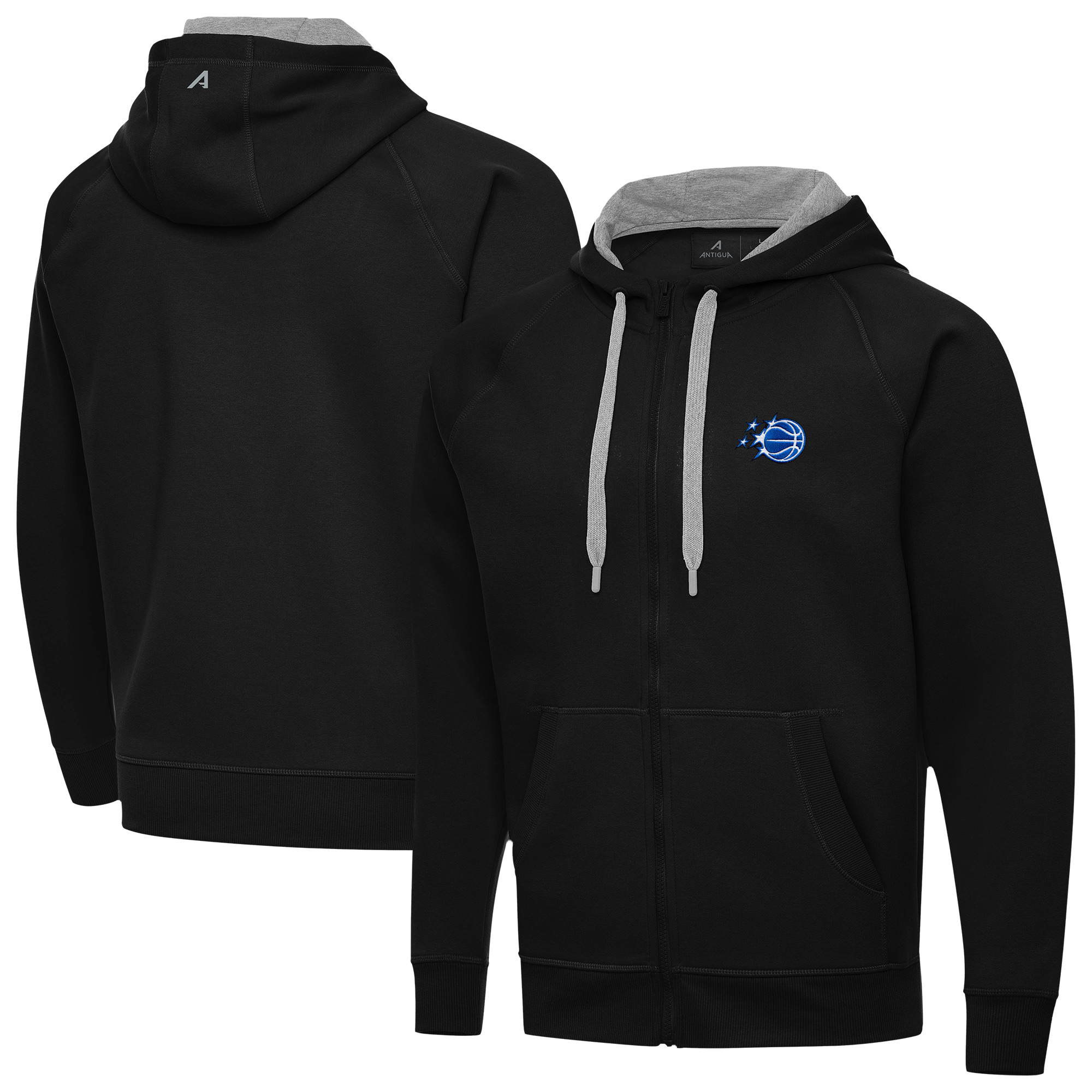 Men's Antigua Black Orlando Magic New Logo Victory Full-Zip Hooded Sweatshirt