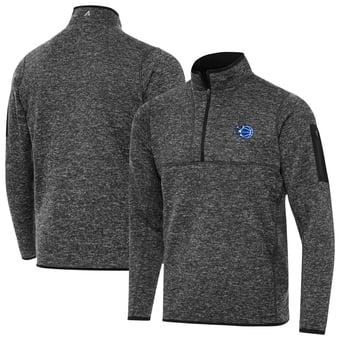 Men's Antigua Heather Black Orlando Magic New Logo Fortune Quarter-Zip Pullover Jacket