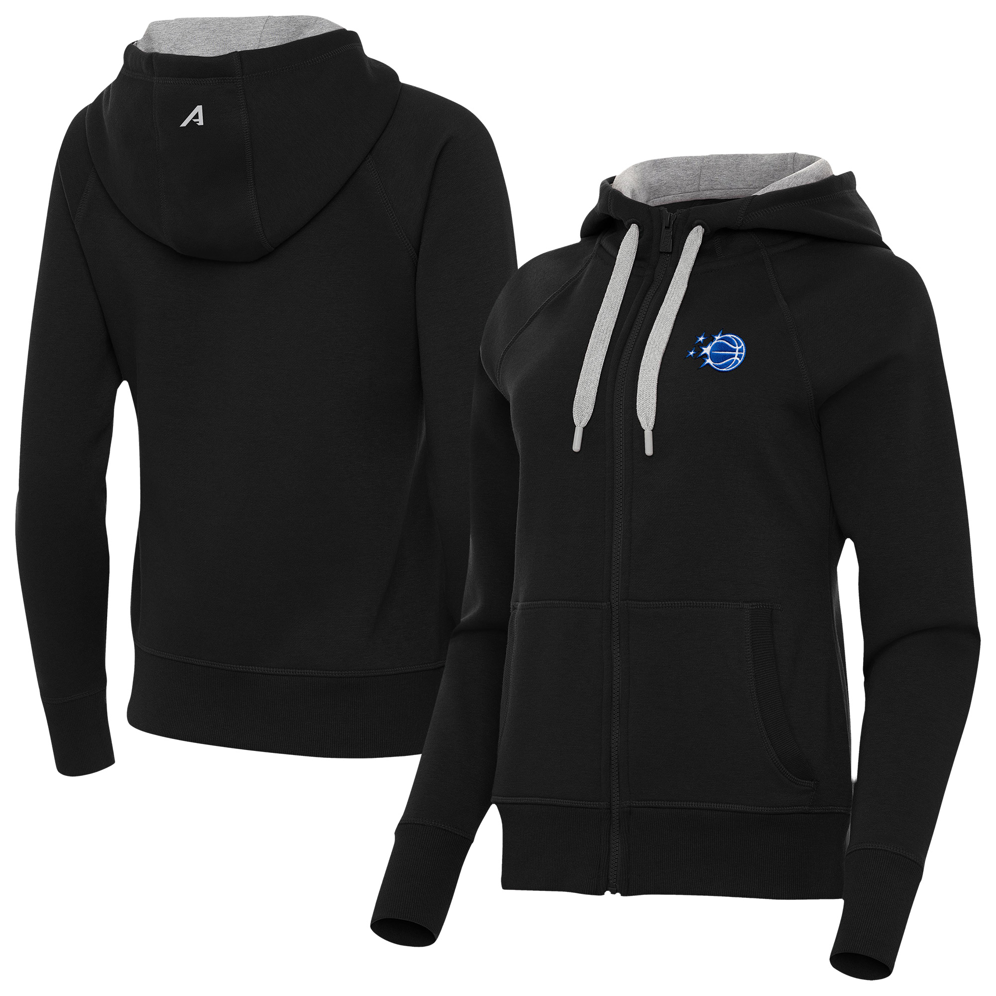 Women's Antigua Black Orlando Magic New Logo Victory Full-Zip Hooded Sweatshirt