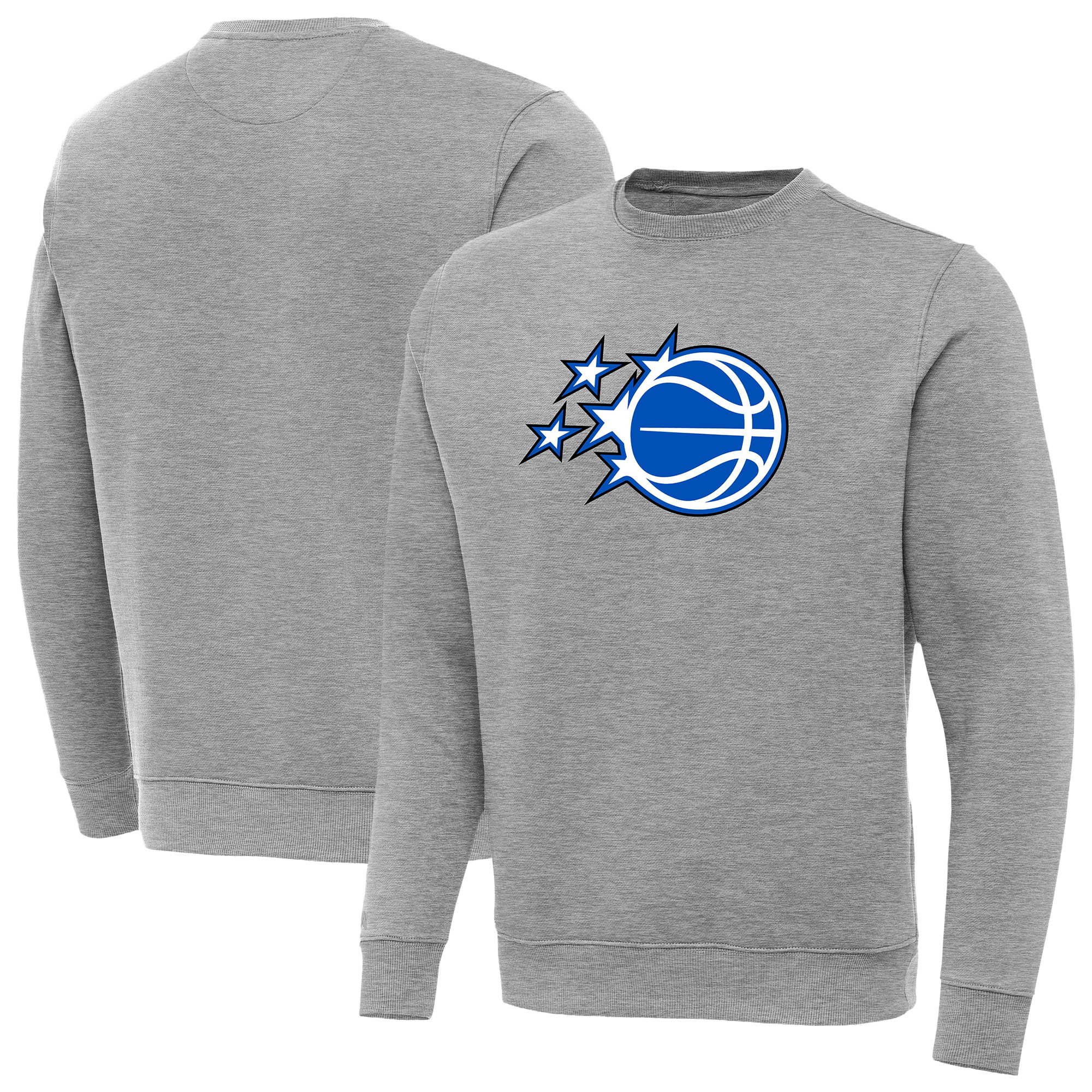 Men's Antigua Heather Gray Orlando Magic New Logo Victory Pullover Sweatshirt