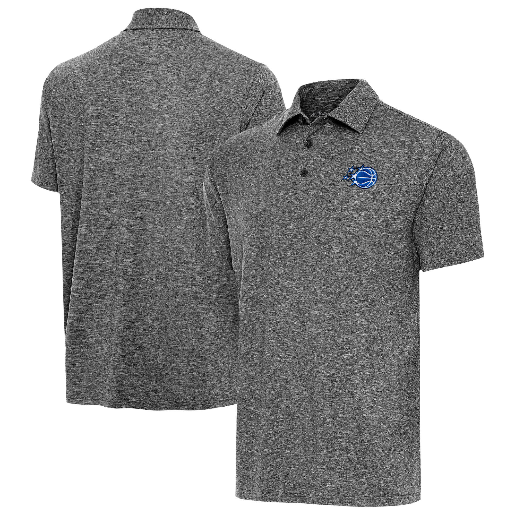 Men's Antigua Heather Black Orlando Magic New Logo Tall Par 3 Polo