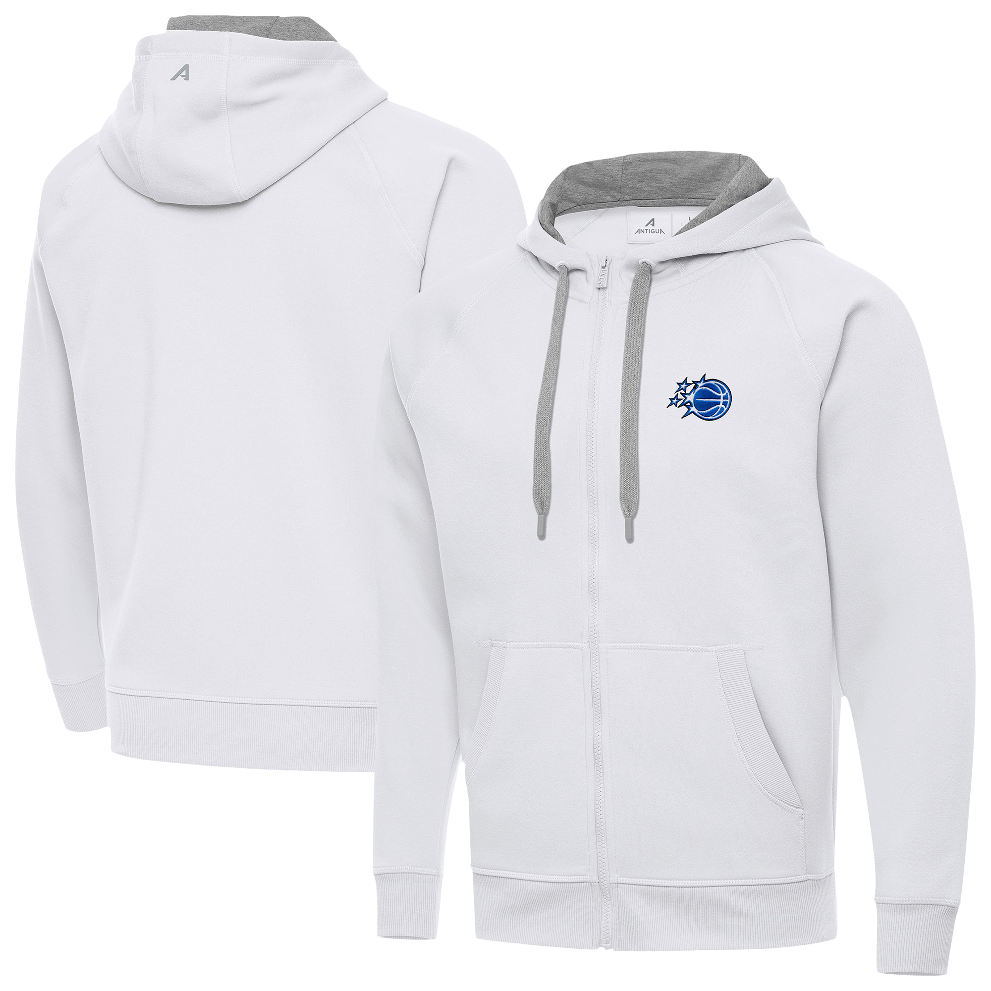 Men's Antigua White Orlando Magic New Logo Tall Victory Full-Zip Hooded Sweatshirt