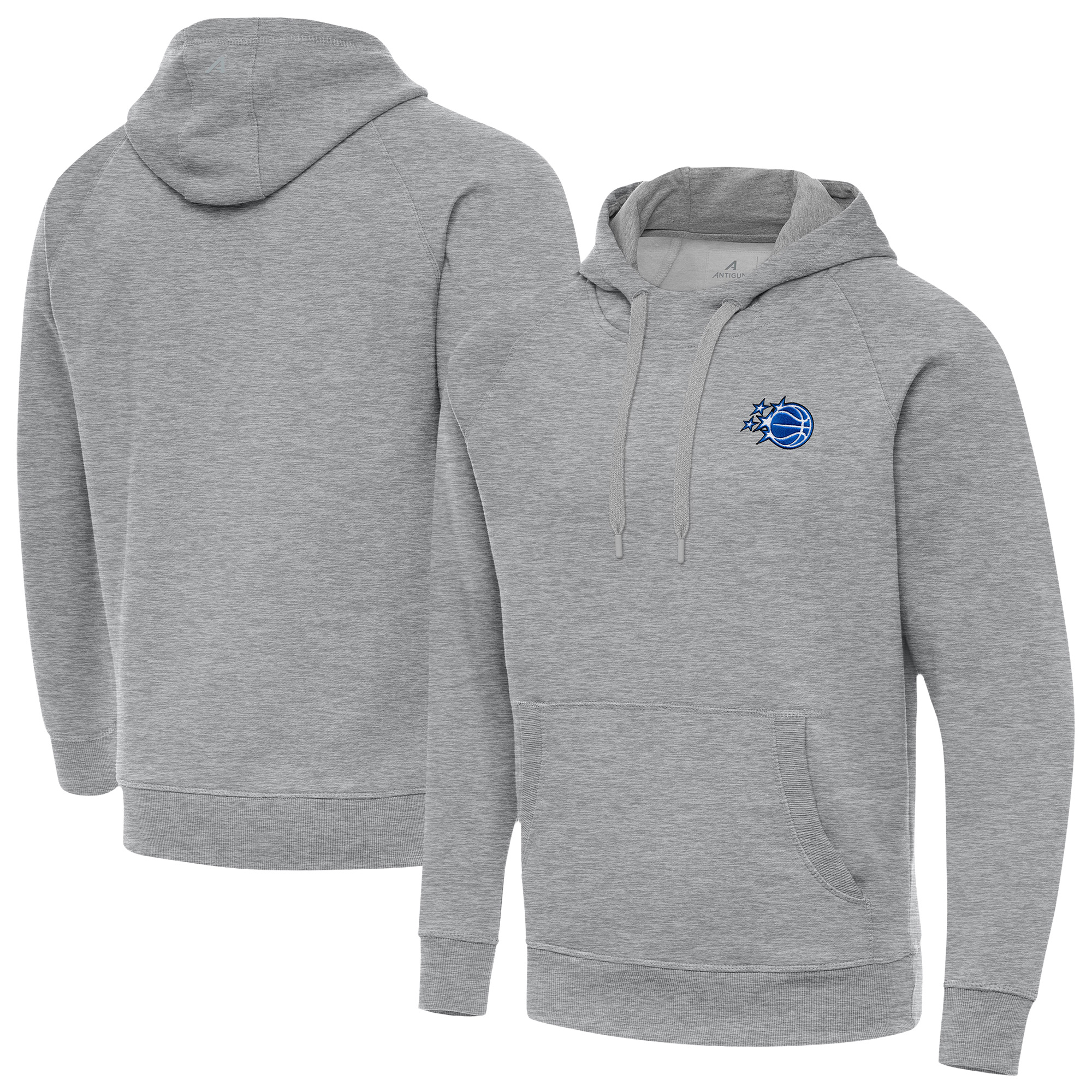 Men's Antigua Heather Gray Orlando Magic New Logo Victory Pullover Hoodie