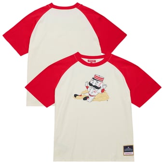 Women's Mitchell & Ness  Cream Cincinnati Reds Boyfriend Raglan T-Shirt
