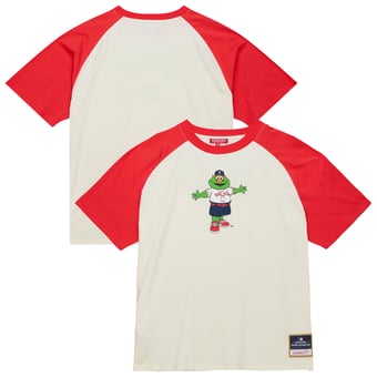 Women's Mitchell & Ness  Cream Boston Red Sox Boyfriend Raglan T-Shirt