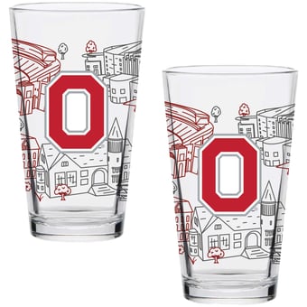 Ohio State Buckeyes Two-Pack 16oz. Campus Line Art Pint Glass Set