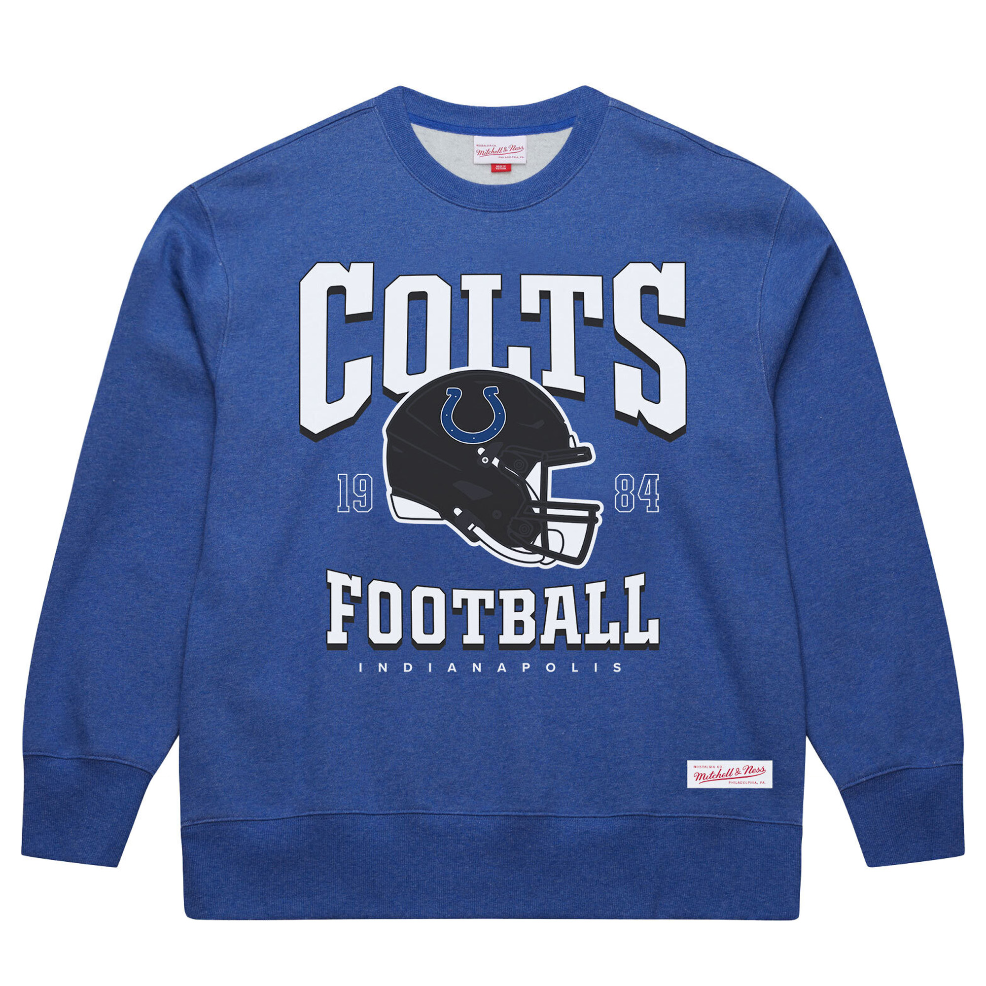 Men's Mitchell & Ness Royal Indianapolis Colts Indiana Nights Helmet Sweatshirt