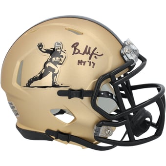 "Baker Mayfield Oklahoma Sooners Autographed Gold Heisman Speed Mini Helmet with ""HS 17"" Inscription"