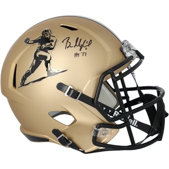 "Baker Mayfield Oklahoma Sooners Autographed Gold Heisman Speed Replica Helmet with ""HS 17"" Inscription"