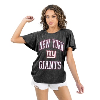 Women's Gameday Couture Black New York Giants Relaxed Flutter Sleeve T-Shirt