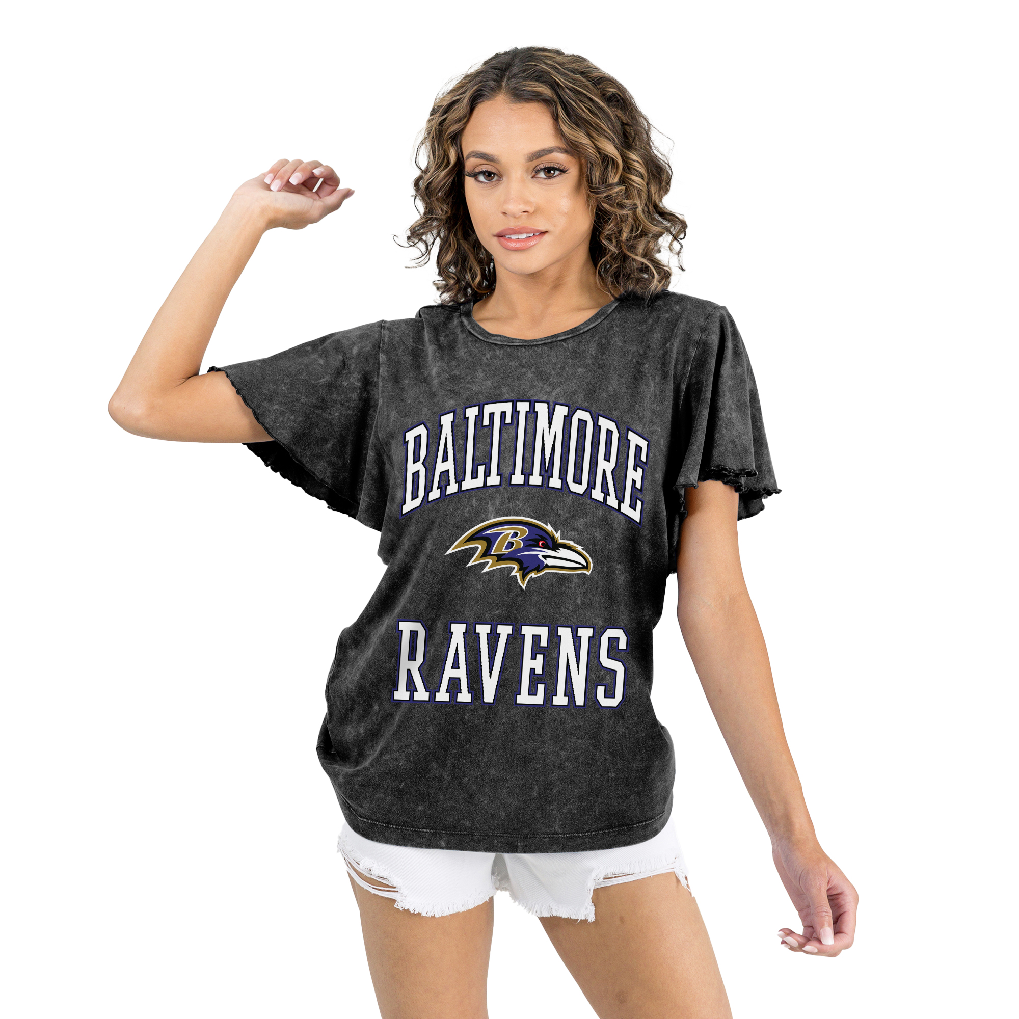 Gameday Couture Women's Black Baltimore Ravens Relaxed Flutter Sleeve T-Shirt - Black