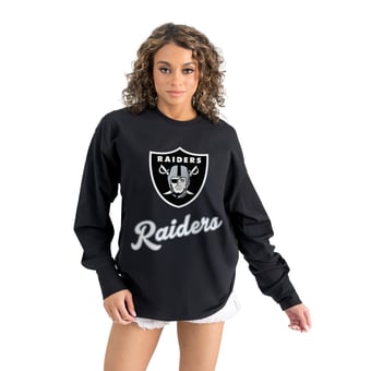 Women's Gameday Couture  Black Las Vegas Raiders Oversized Long Sleeve T-Shirt