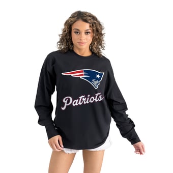 Women's Gameday Couture  Black New England Patriots Oversized Long Sleeve T-Shirt