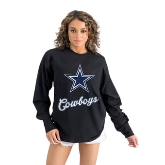 Women's Gameday Couture  Black Dallas Cowboys Oversized Long Sleeve T-Shirt