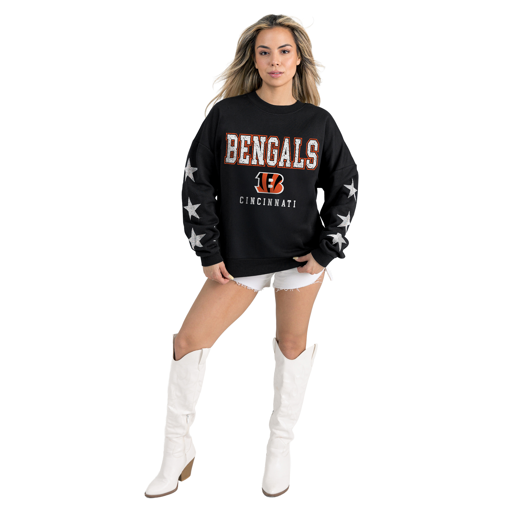 Gameday Couture Women's Black Cincinnati Bengals Velocity Relaxed Rhinestone Pullover Sweatshirt - Black