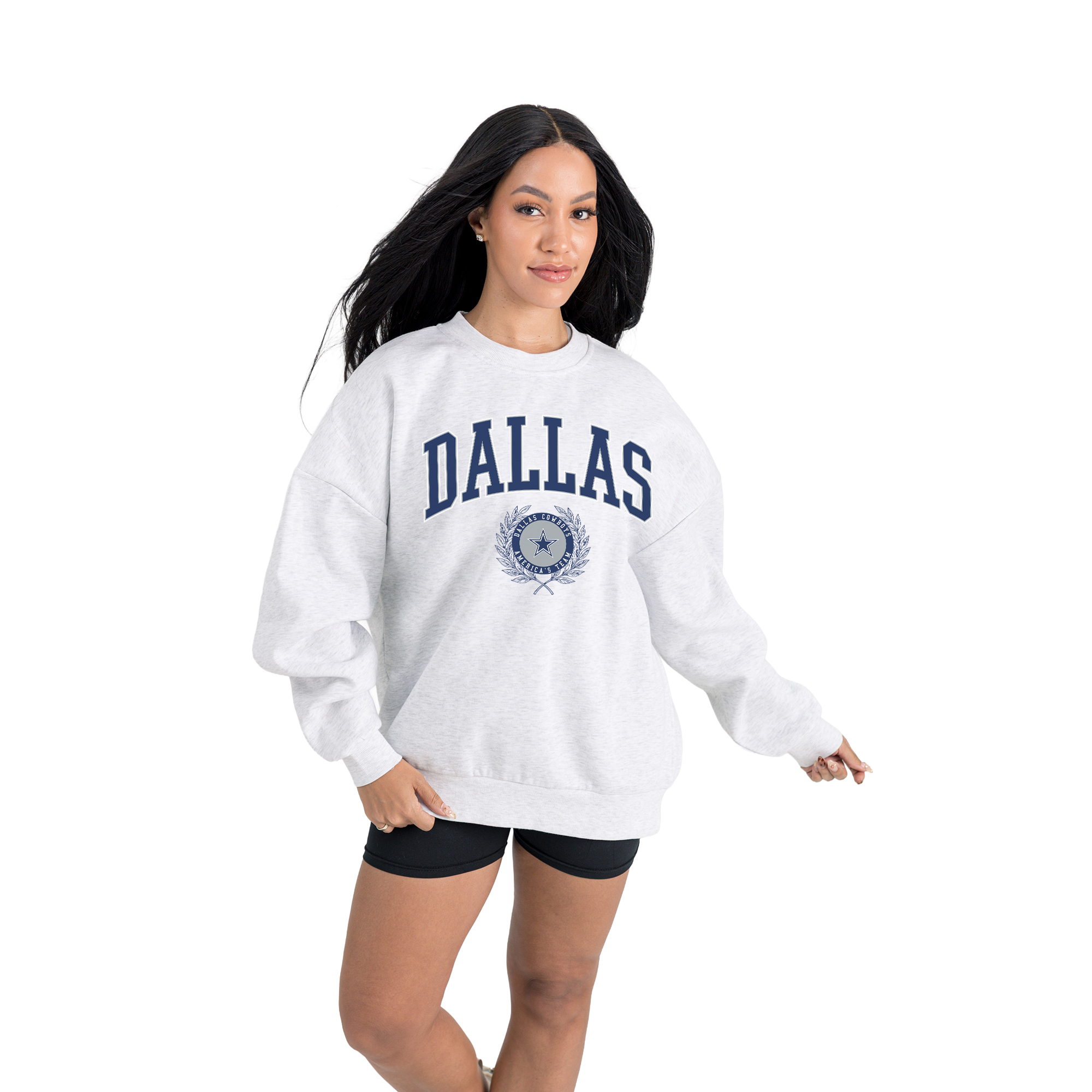 Gameday Couture Women's Ash Dallas Cowboys Traditional Logo Oversized Premium Fleece Pullover Sweatshirt - Ash