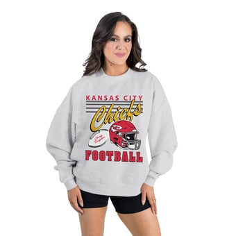 Women's Gameday Couture  Ash Kansas City Chiefs Home Turf Oversized Premium Fleece Pullover Sweatshirt