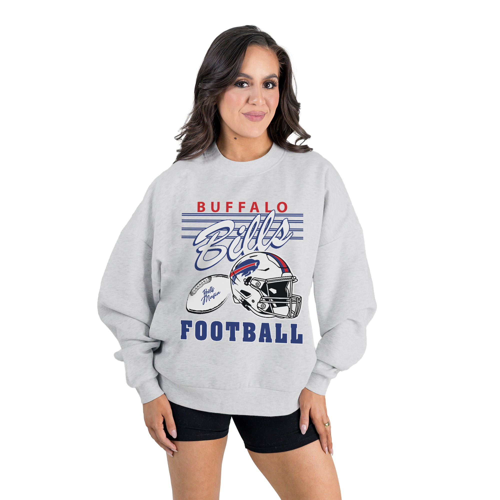 Gameday Couture Women's Ash Buffalo Bills Home Turf Oversized Premium Fleece Pullover Sweatshirt - Ash