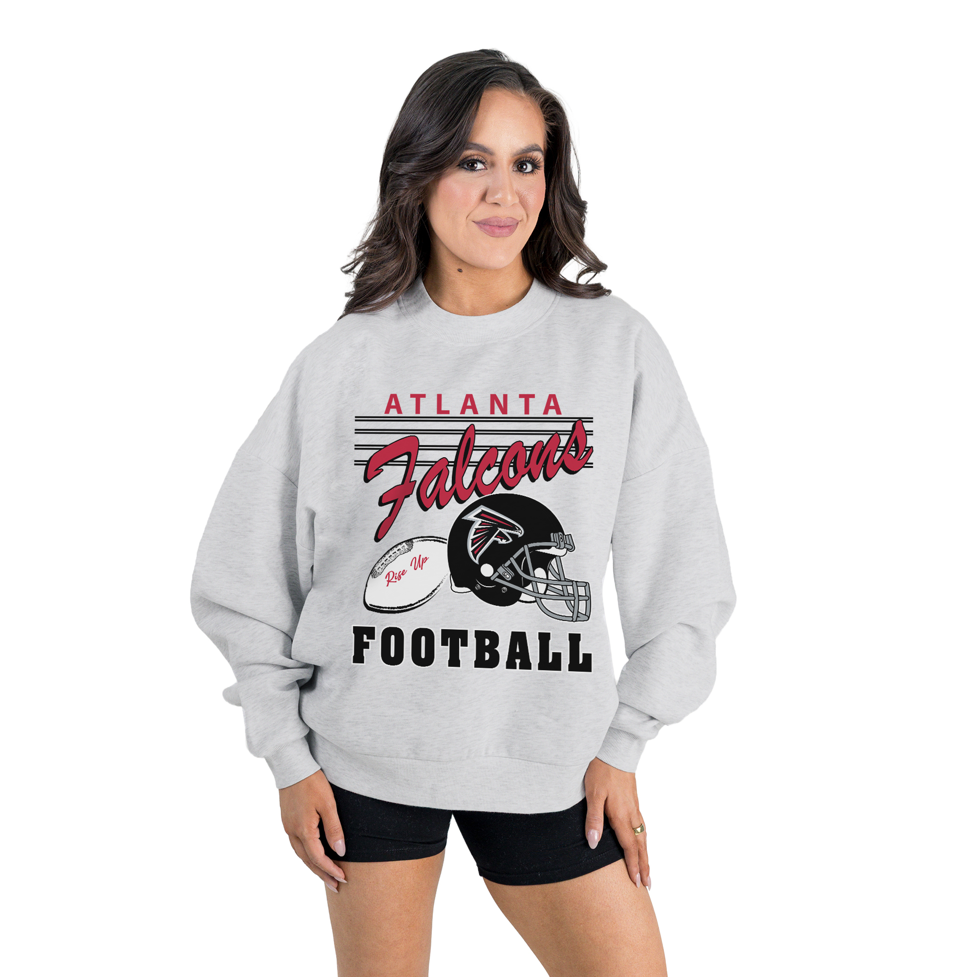Women's Gameday Couture Ash Atlanta Falcons Home Turf Oversized Premium Fleece Pullover Sweatshirt