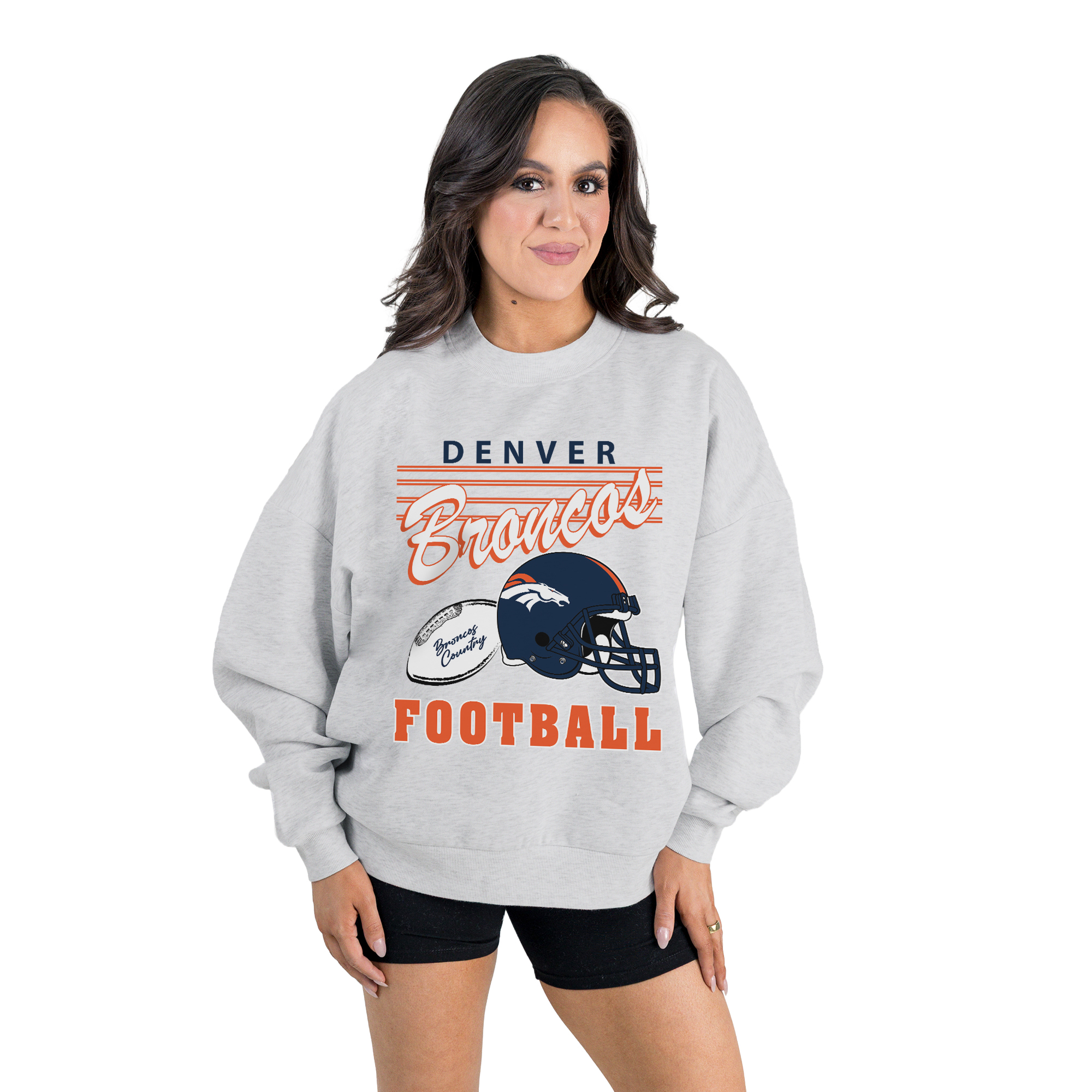 Gameday Couture Women's Ash Denver Broncos Home Turf Oversized Premium Fleece Pullover Sweatshirt - Ash