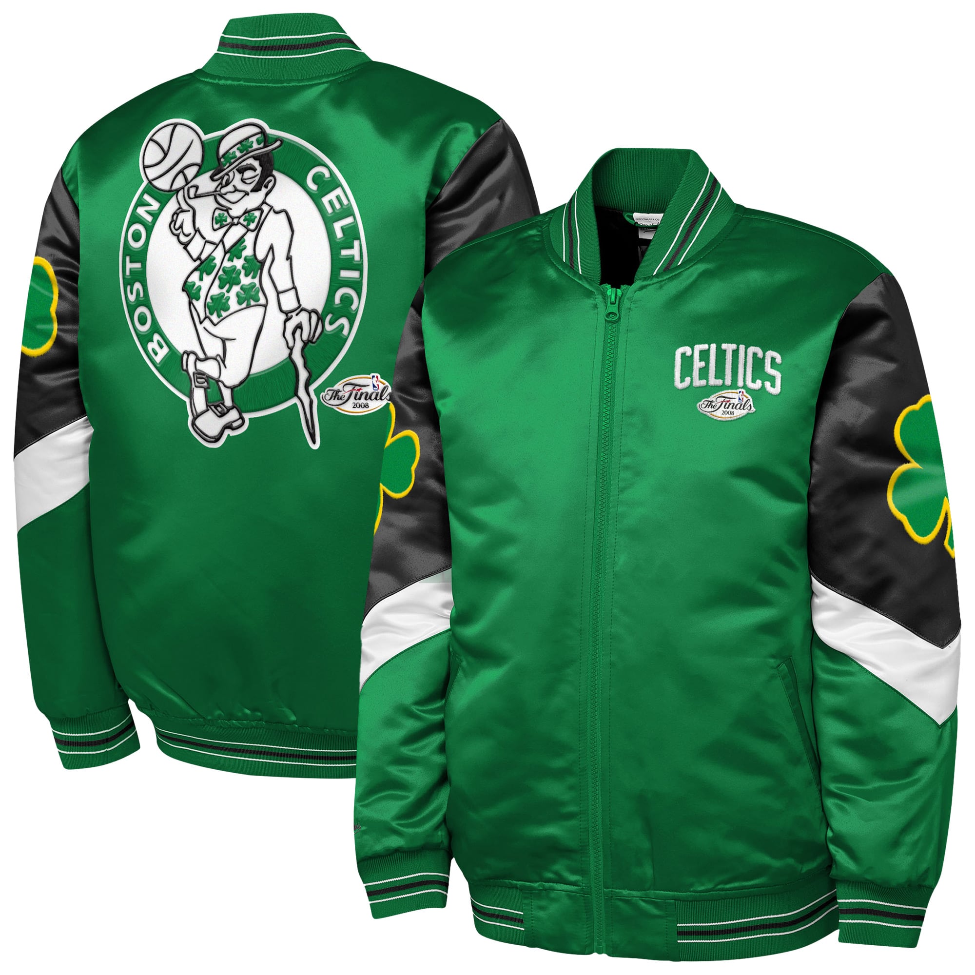 Youth Mitchell & Ness  Green Boston Celtics Throw It Back Heavyweight Full-Zip Satin Jacket