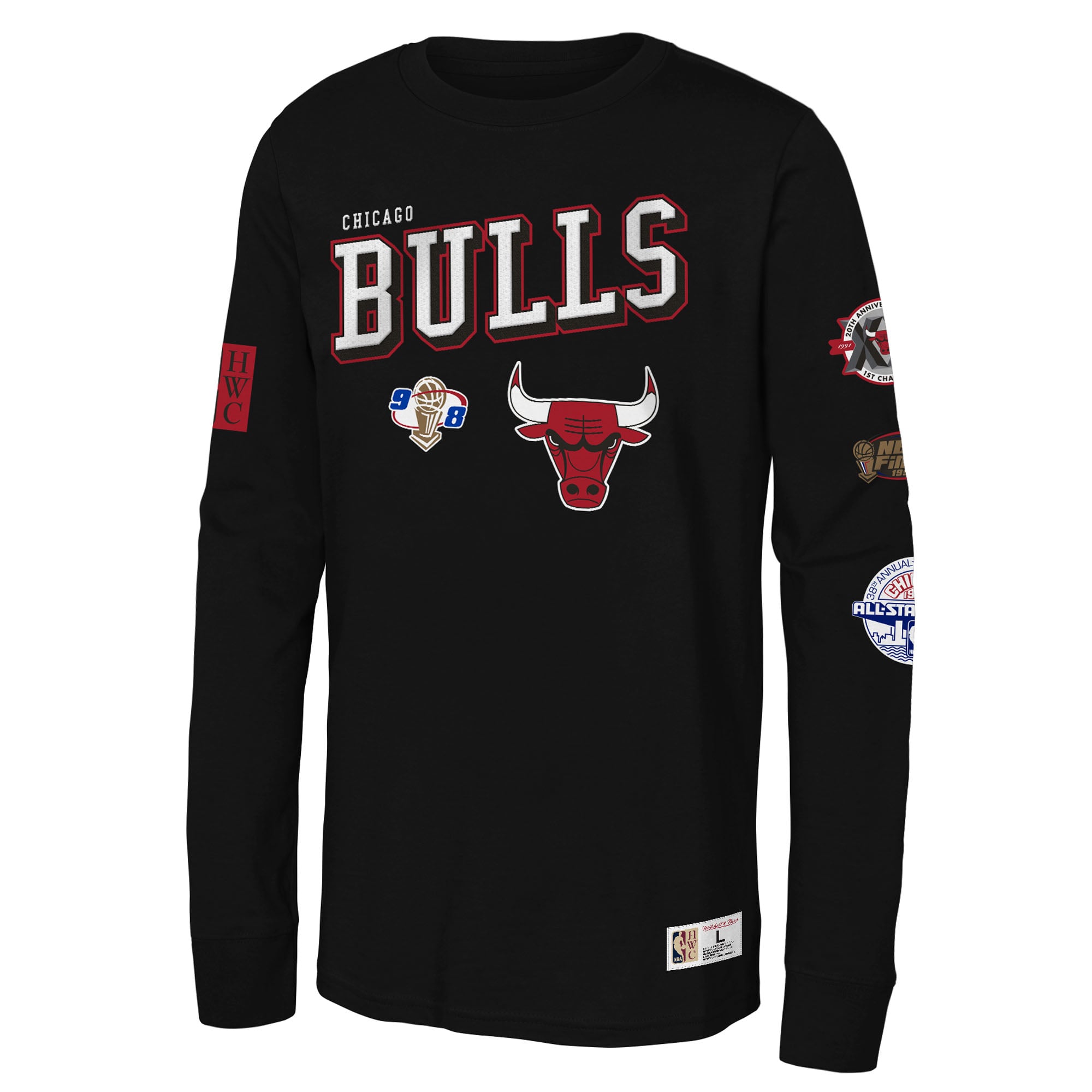 Youth Mitchell & Ness  Black Chicago Bulls Hardwood Classics Training Camp Long Sleeve T-Shirt