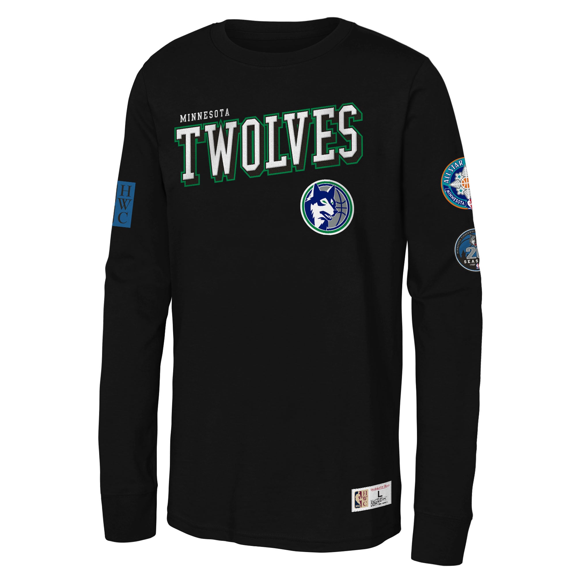 Youth Mitchell & Ness  Black Minnesota Timberwolves Hardwood Classics Training Camp Long Sleeve T-Shirt