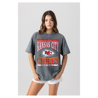 Women's Gameday Couture  Gray Kansas City Chiefs Oversized Classic Grind Washed T-Shirt